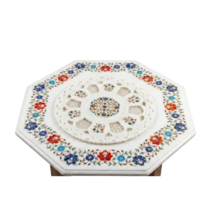 MARBLE PLATE WITH HANDWORK OF STONES